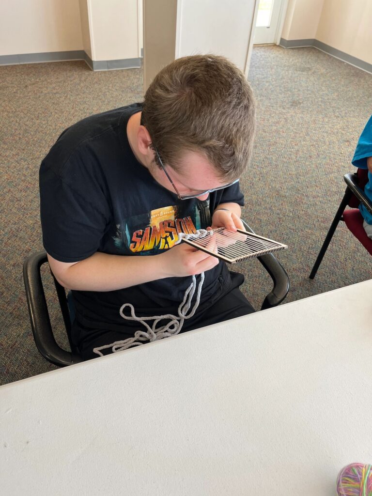Artwork and artists from the March 2023 Weaving with guest artist, Tori Christenson session at Creating With Blind Abandon.