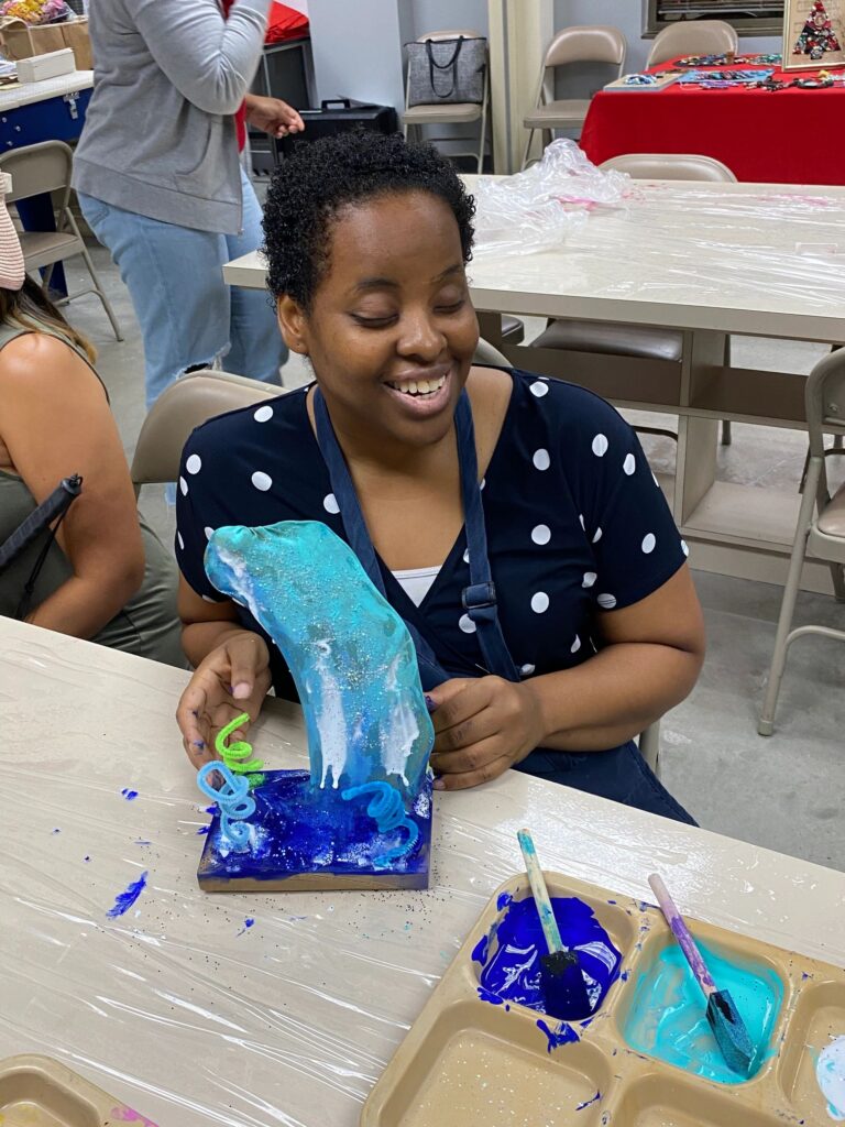 Artwork and artists from the September 2023 Adult Sculptures session at Creating With Blind Abandon.