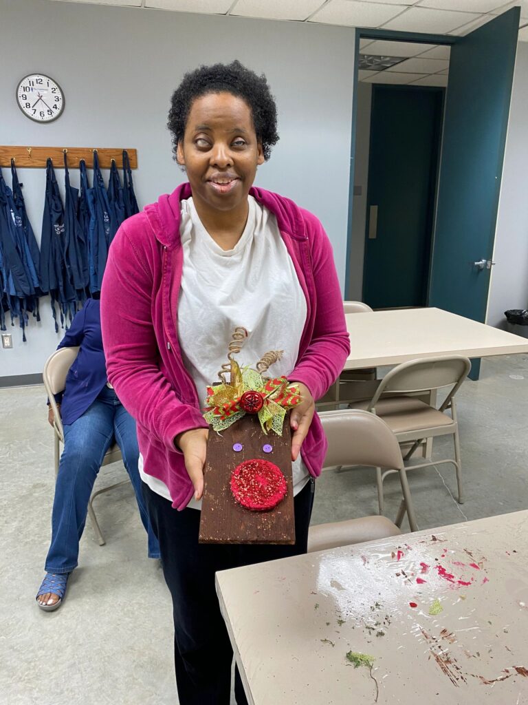 Artwork and artists from the Dec'23 — Adults Rudolph session at Creating With Blind Abandon.