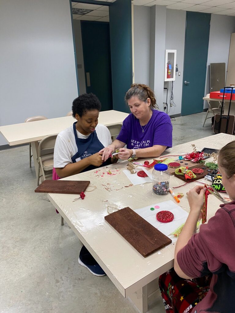 Artwork and artists from the Dec'23 — Adults Rudolph session at Creating With Blind Abandon.