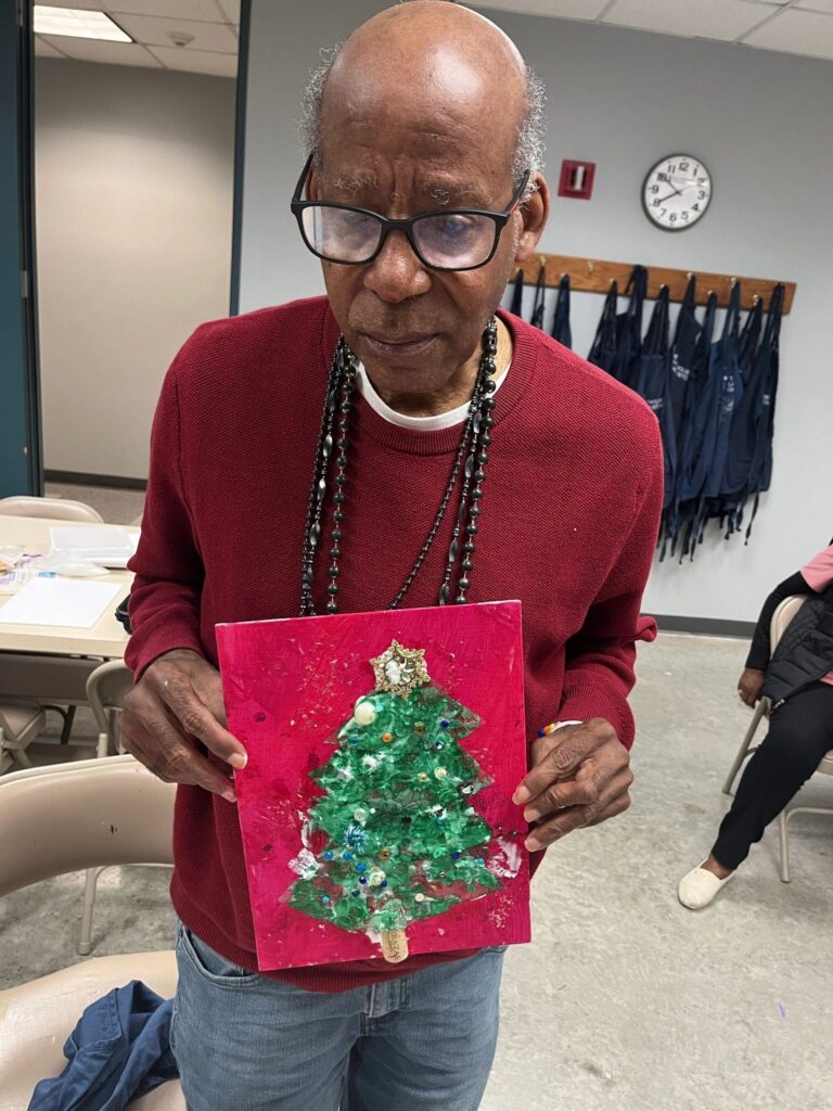Artwork and artists from the Nov '23 — Adults - Christmas Trees session at Creating With Blind Abandon.