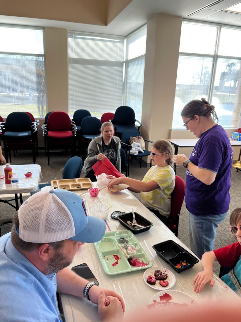 Artwork and artists from the February 2023 — Cinnamon Applesauce Valentines Ornaments session at Creating With Blind Abandon.