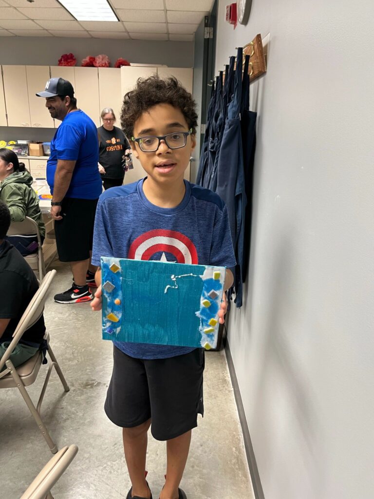 Artwork and artists from the Oct '23 — Kids - Fall Canvas Art session at Creating With Blind Abandon.