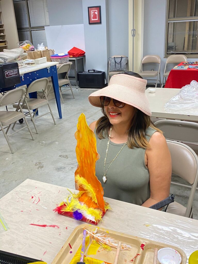 Artwork and artists from the September 2023 Adult Sculptures session at Creating With Blind Abandon.
