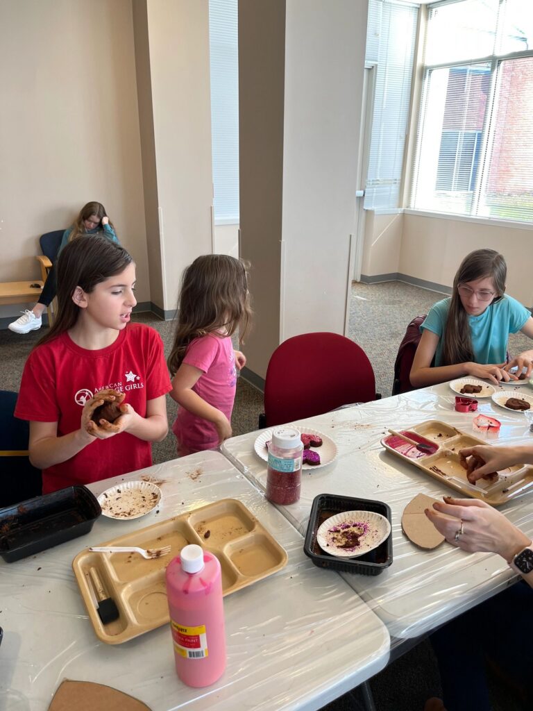 Artwork and artists from the February 2023 — Cinnamon Applesauce Valentines Ornaments session at Creating With Blind Abandon.