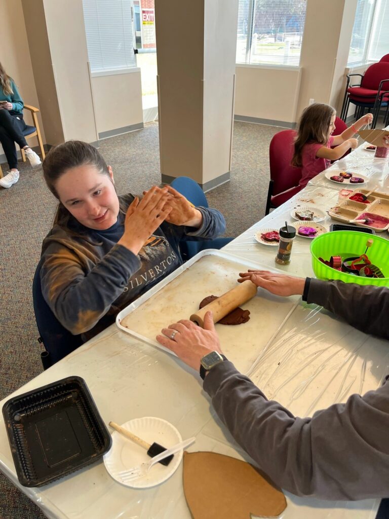 Artwork and artists from the February 2023 — Cinnamon Applesauce Valentines Ornaments session at Creating With Blind Abandon.
