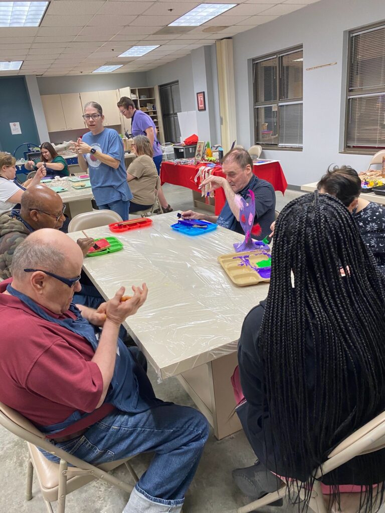Artwork and artists from the September 2023 Adult Sculptures session at Creating With Blind Abandon.
