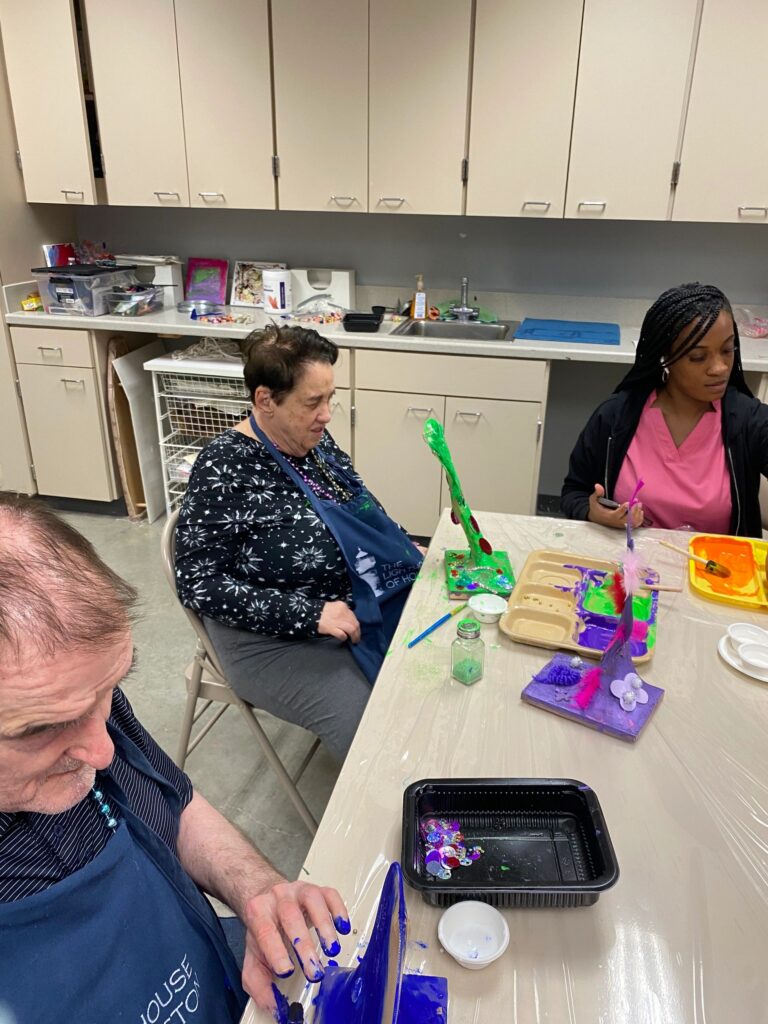 Artwork and artists from the September 2023 Adult Sculptures session at Creating With Blind Abandon.