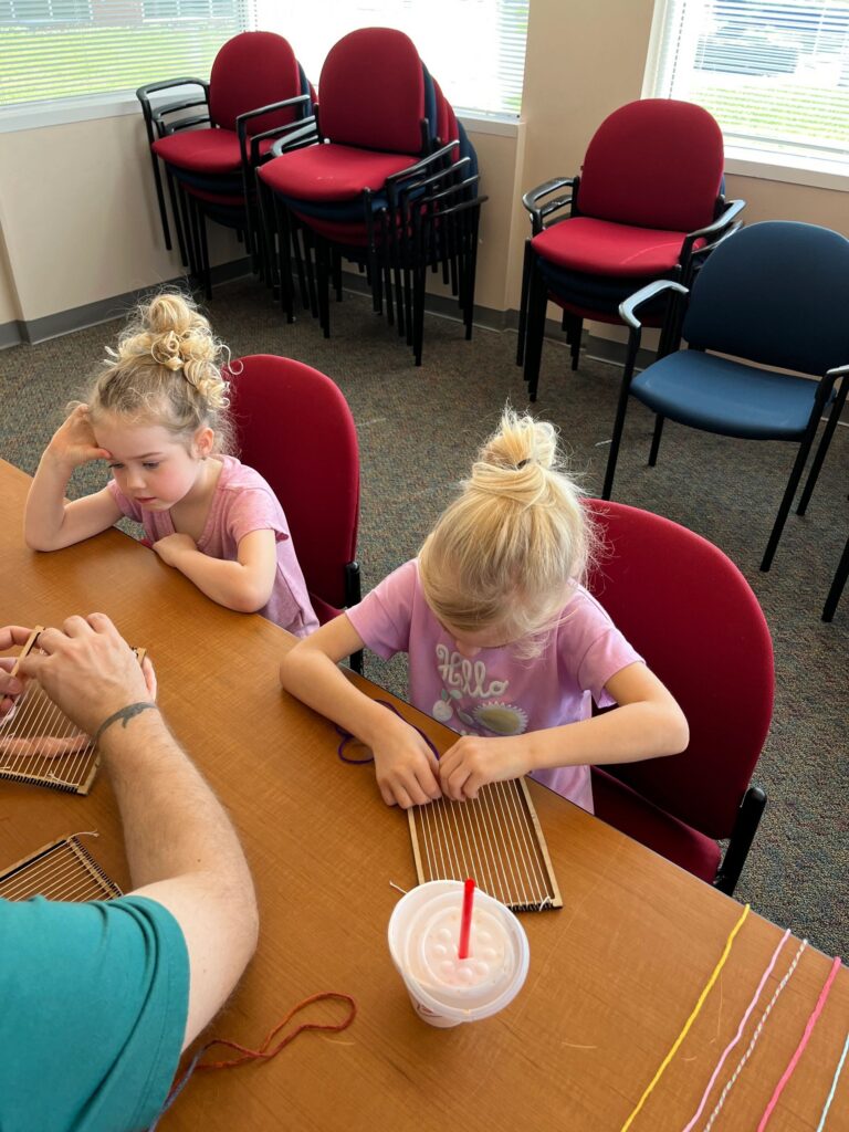 Artwork and artists from the March 2023 Weaving with guest artist, Tori Christenson session at Creating With Blind Abandon.