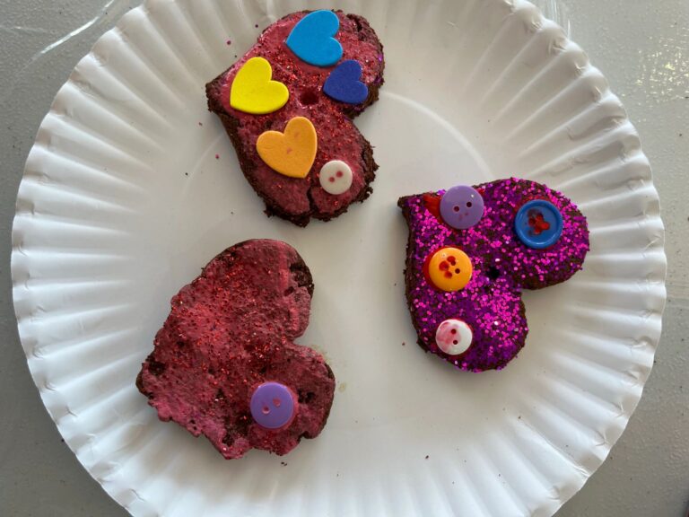 Artwork and artists from the February 2023 — Cinnamon Applesauce Valentines Ornaments session at Creating With Blind Abandon.