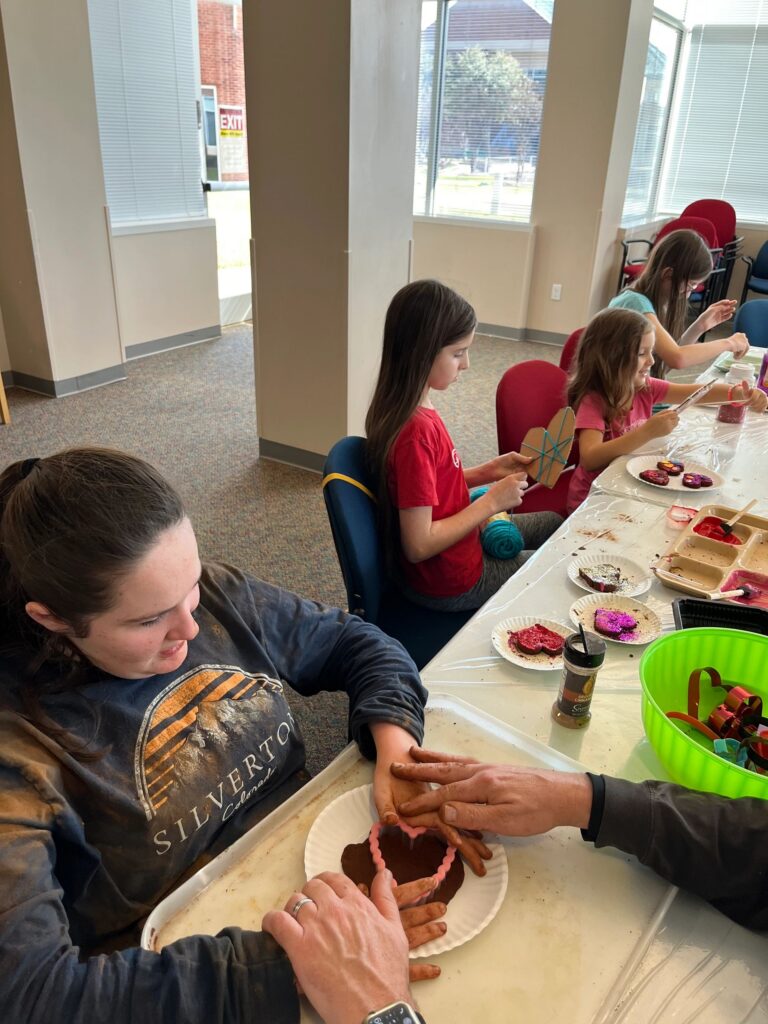 Artwork and artists from the February 2023 — Cinnamon Applesauce Valentines Ornaments session at Creating With Blind Abandon.