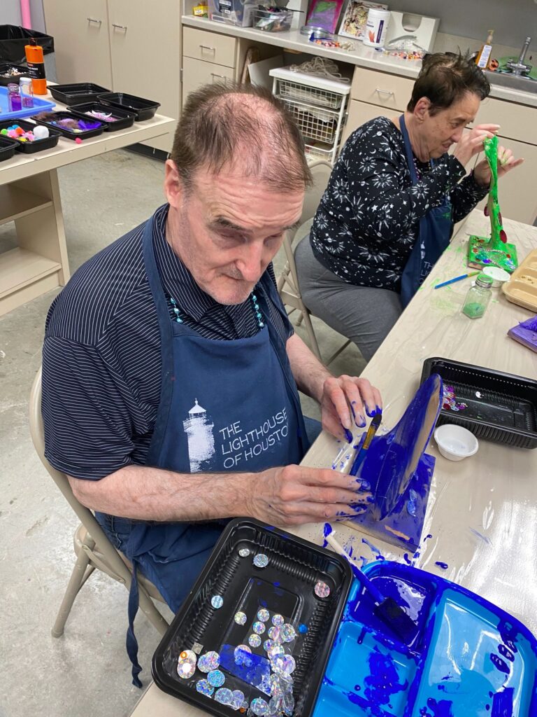 Artwork and artists from the September 2023 Adult Sculptures session at Creating With Blind Abandon.