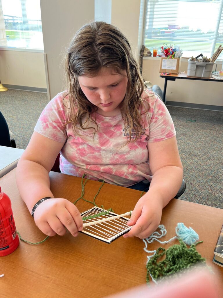 Artwork and artists from the March 2023 Weaving with guest artist, Tori Christenson session at Creating With Blind Abandon.