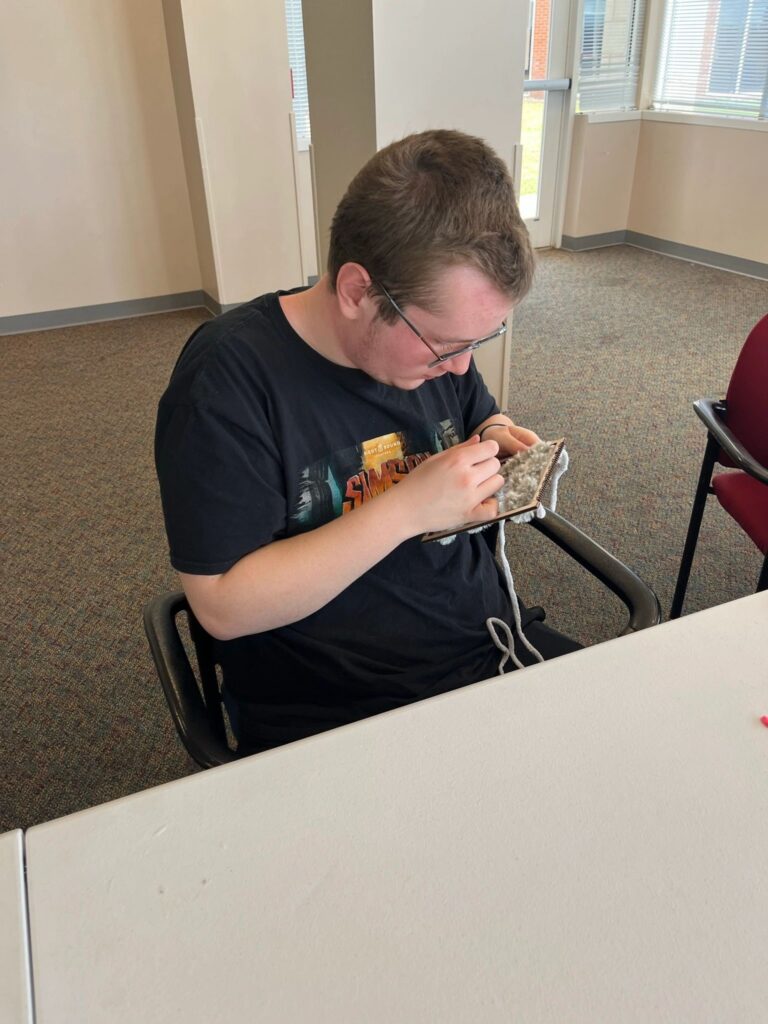 Artwork and artists from the March 2023 Weaving with guest artist, Tori Christenson session at Creating With Blind Abandon.