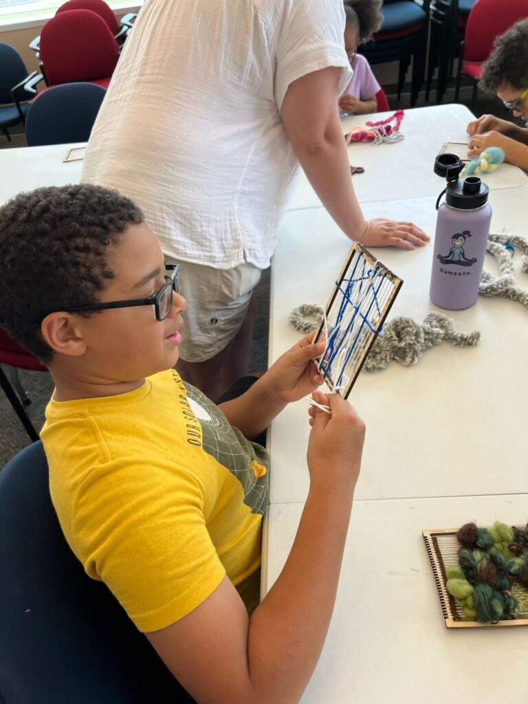 Artwork and artists from the March 2023 Weaving with guest artist, Tori Christenson session at Creating With Blind Abandon.