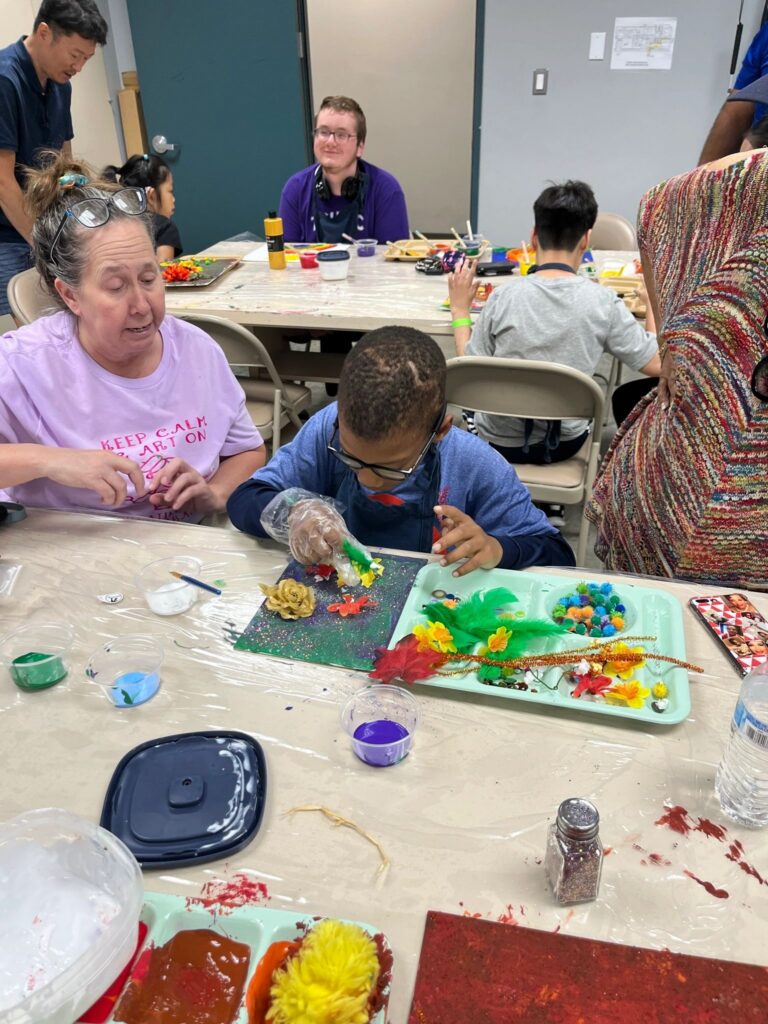 Artwork and artists from the Oct '23 — Kids - Fall Canvas Art session at Creating With Blind Abandon.