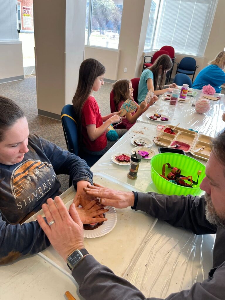 Artwork and artists from the February 2023 — Cinnamon Applesauce Valentines Ornaments session at Creating With Blind Abandon.