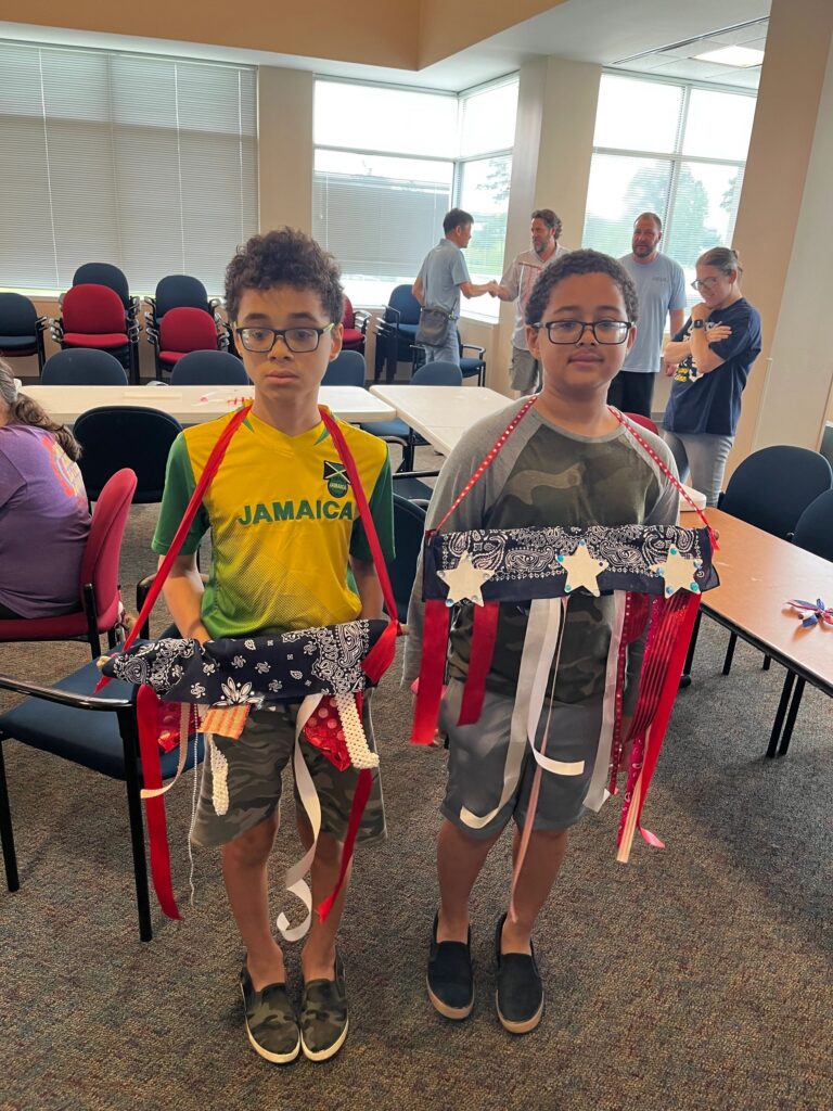 Artwork and artists from the May 2023 American Flag Banners session at Creating With Blind Abandon.