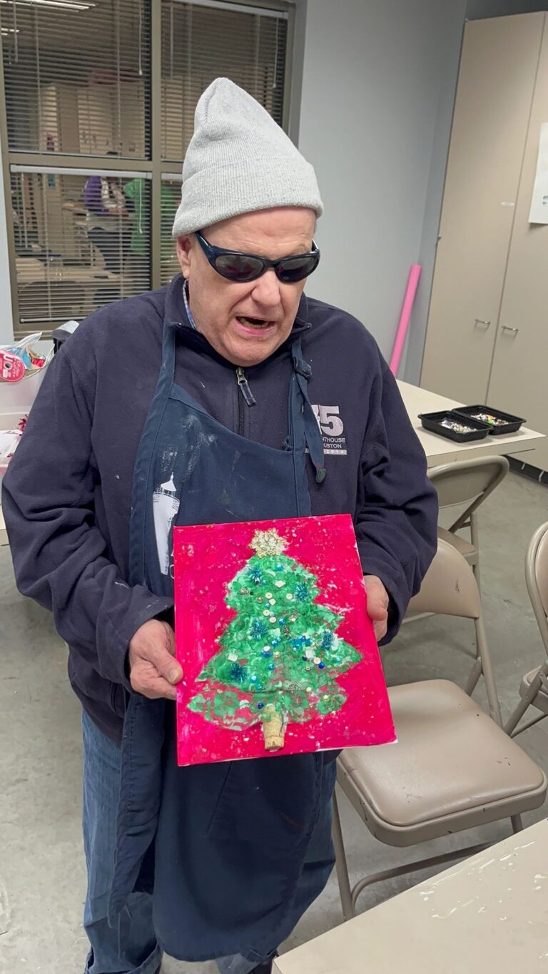 Artwork and artists from the Nov '23 — Adults - Christmas Trees session at Creating With Blind Abandon.