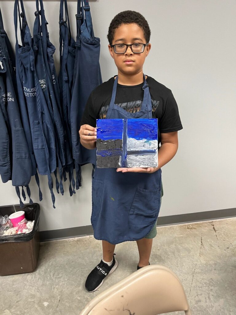 Artwork and artists from the Oct '23 — Kids - Fall Canvas Art session at Creating With Blind Abandon.