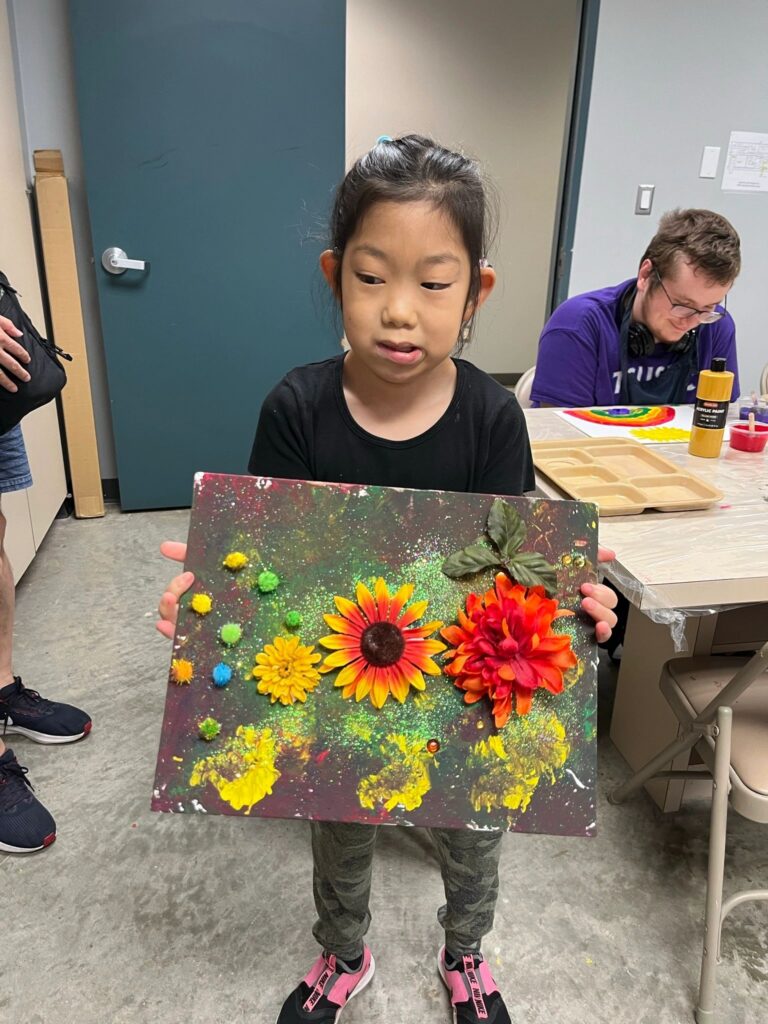 Artwork and artists from the Oct '23 — Kids - Fall Canvas Art session at Creating With Blind Abandon.
