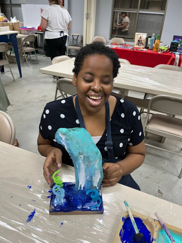 Artwork and artists from the September 2023 Adult Sculptures session at Creating With Blind Abandon.