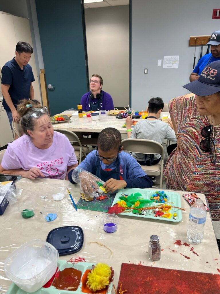 Artwork and artists from the Oct '23 — Kids - Fall Canvas Art session at Creating With Blind Abandon.