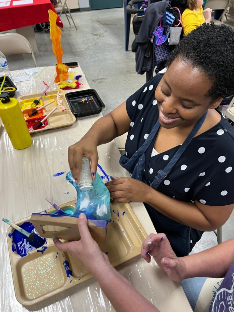 Artwork and artists from the September 2023 Adult Sculptures session at Creating With Blind Abandon.