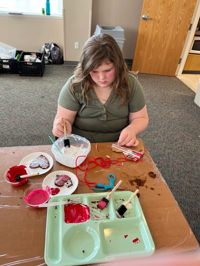 Artwork and artists from the February 2023 — Cinnamon Applesauce Valentines Ornaments session at Creating With Blind Abandon.