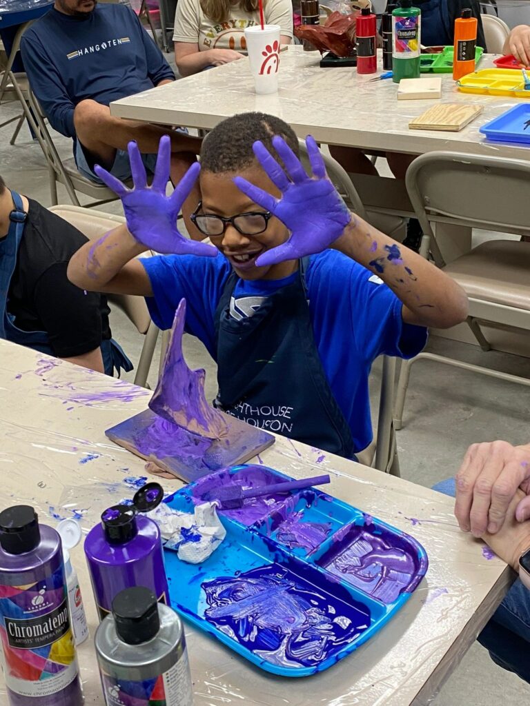 Artwork and artists from the September 2023 Student Sculptures session at Creating With Blind Abandon.