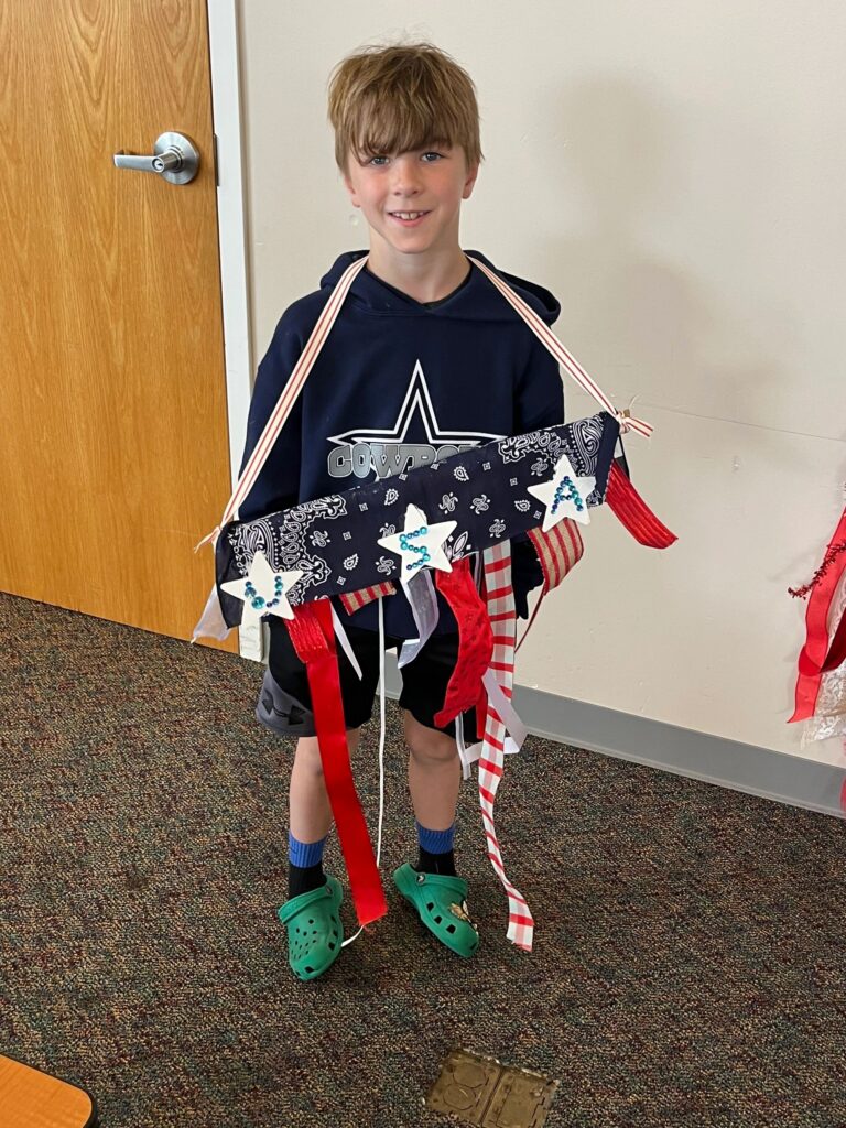 Artwork and artists from the May 2023 American Flag Banners session at Creating With Blind Abandon.