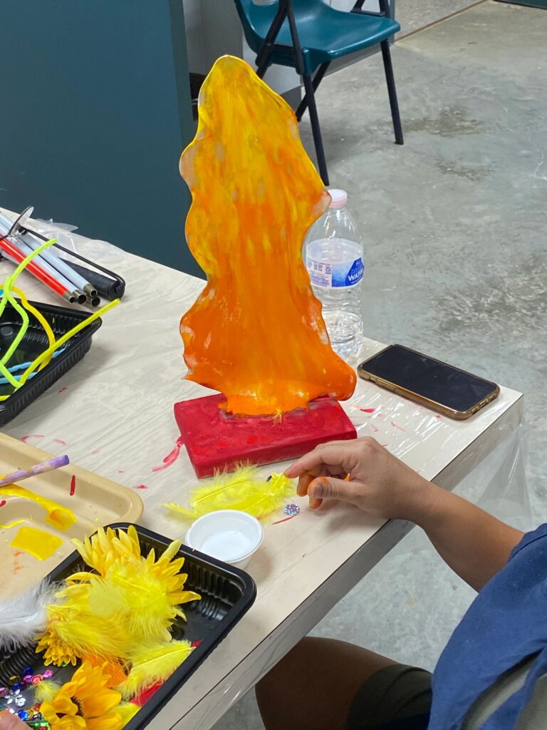 Artwork and artists from the September 2023 Adult Sculptures session at Creating With Blind Abandon.