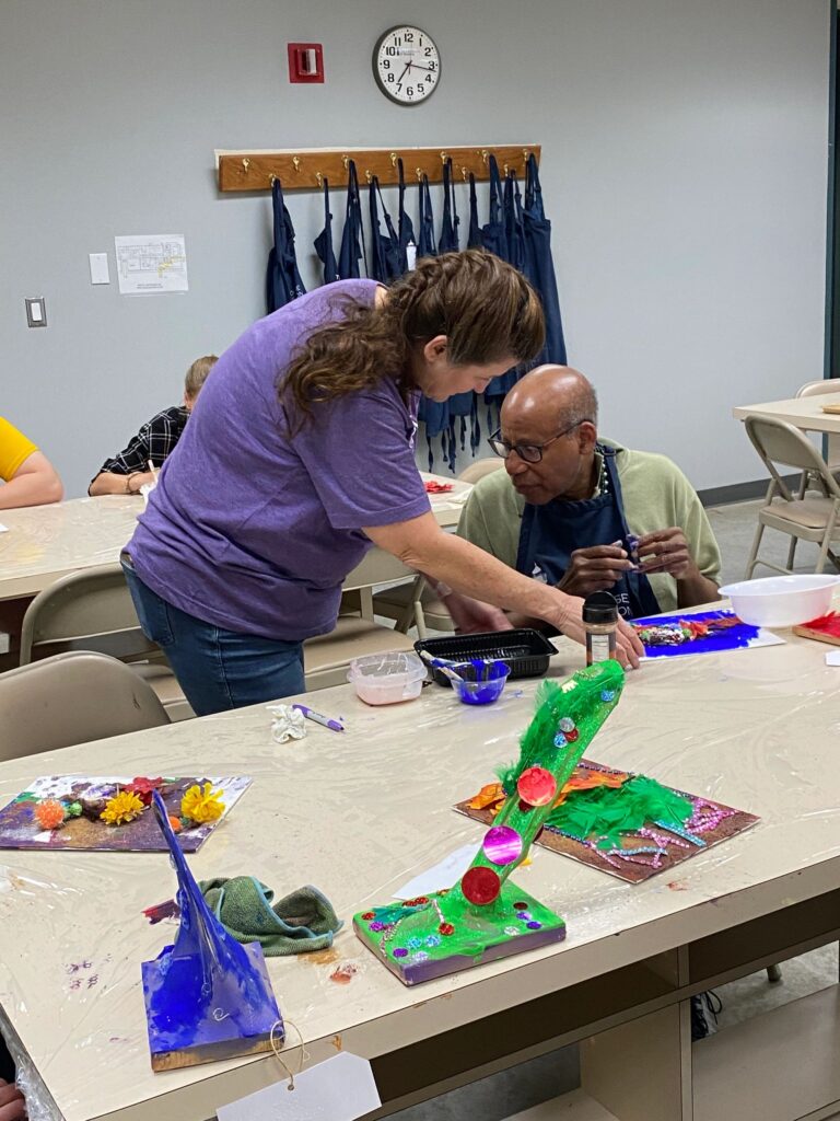Artwork and artists from the Oct '23 — Adults- Fall Canvas Art session at Creating With Blind Abandon.